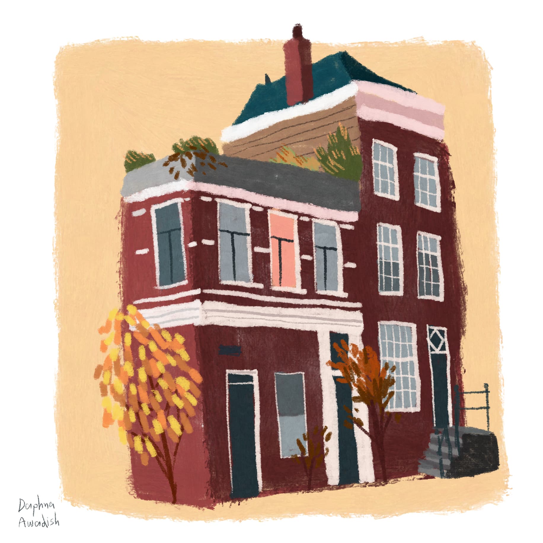 House with Green Balcony